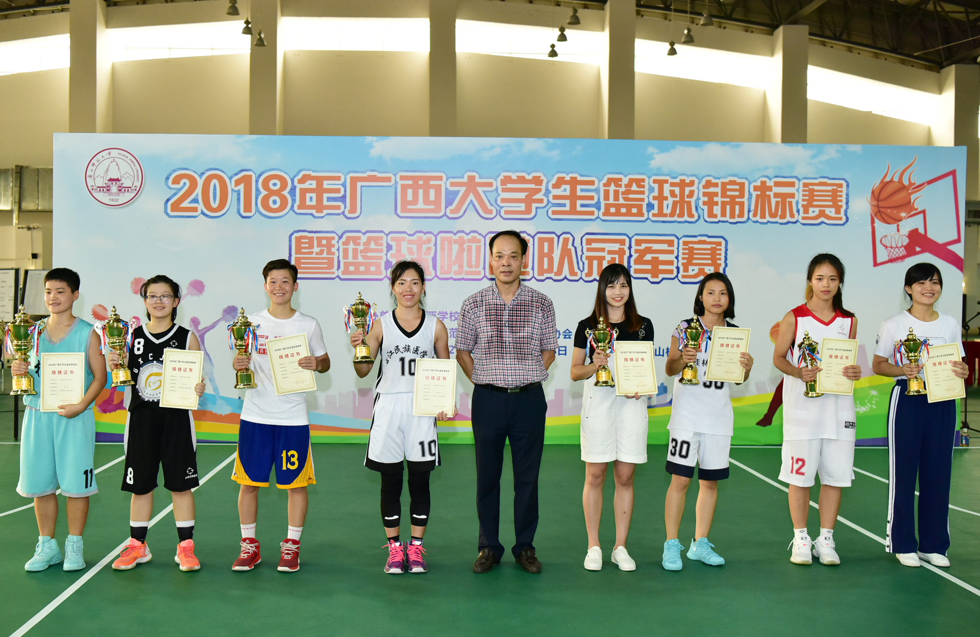 体育学院党委负责人为篮球锦标赛非体育专业女子组前八名获奖的队伍颁奖9.jpg