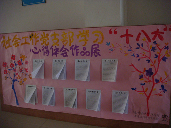 党员们经过学习后制作的体会展板