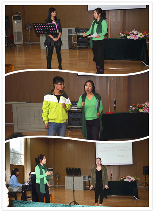 何玲玲女士对学生代表进行现场指导