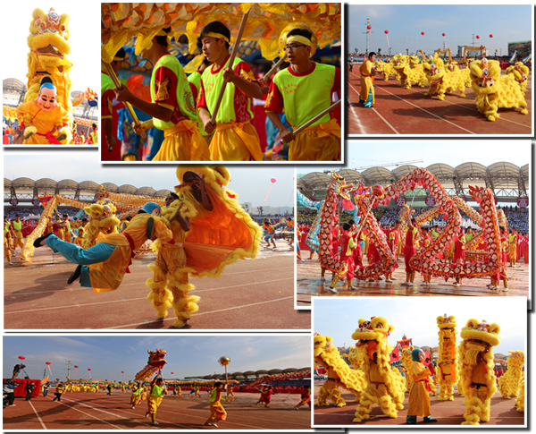精彩的龙狮表演