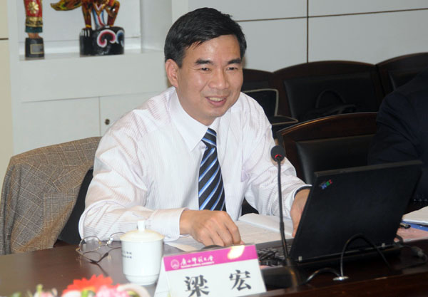 梁宏教授代表项目组向专家汇报情况。