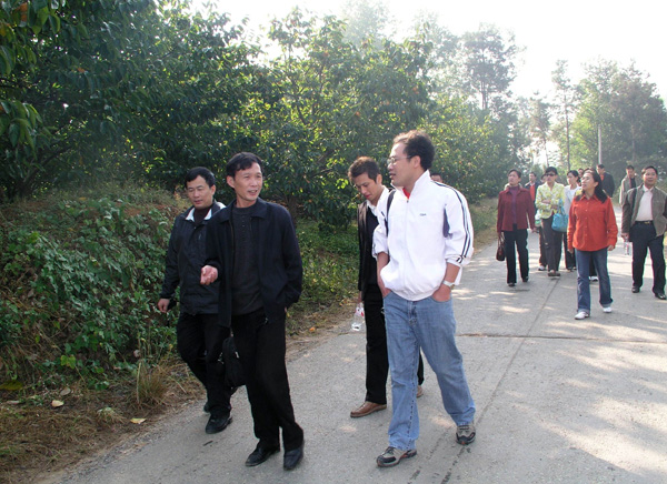 成教院党员们参观红岩村月柿种植林。