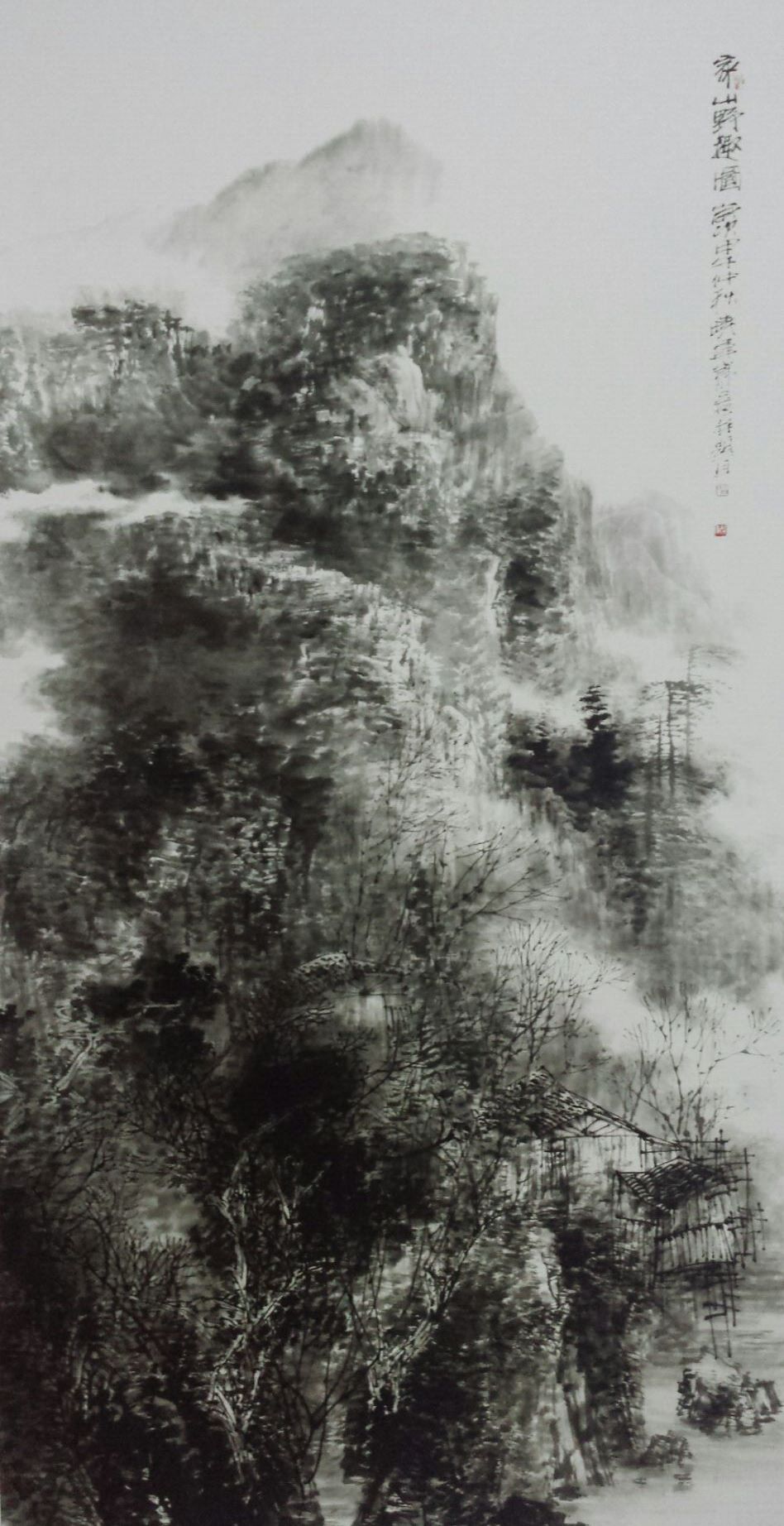 中国画 《家山野趣图》 尺寸：180cm×96cm