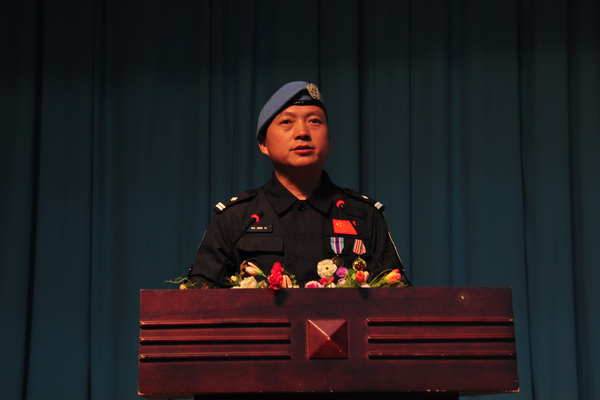 警队代表讲话(大学生通讯社 张良波摄)